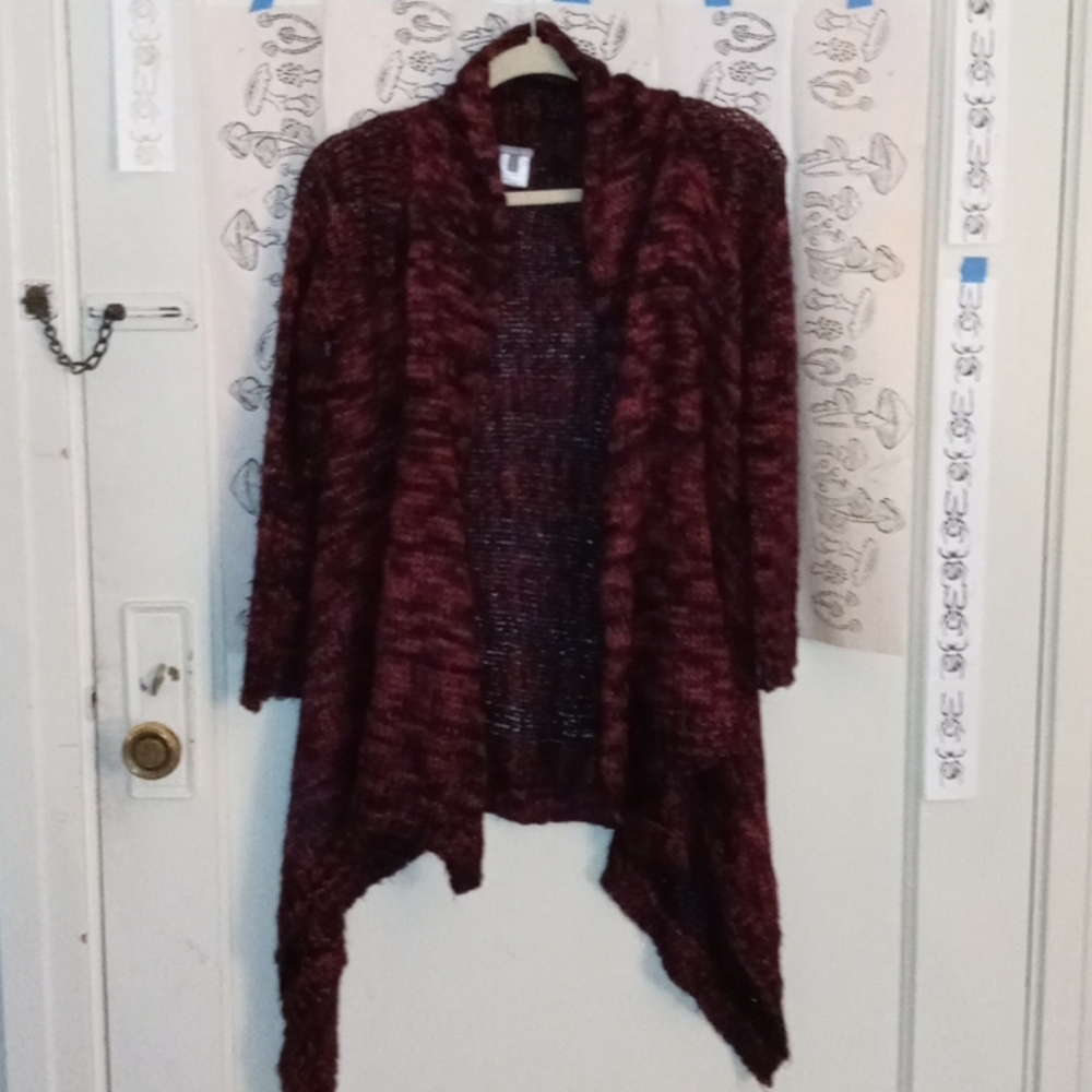 Open Front Burgundy Cardigan
